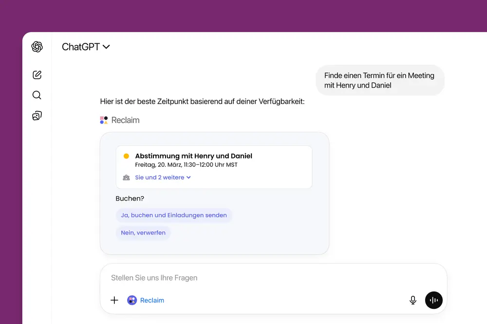 Reclaim AI Calendar App in ChatGPT
